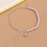 Plastic Pearl Necklace, Zinc Alloy, with Plastic Pearl, with 1.97inch extender chain, fashion jewelry & for woman & with rhinestone Approx 17.64 Inch 
