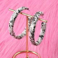 PU Leather Hoop Earring, with Zinc Alloy, fashion jewelry & for woman 