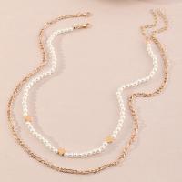 Plastic Pearl Necklace, Zinc Alloy, with Plastic Pearl, with 1.97inch extender chain, Star, 2 pieces & Double Layer & fashion jewelry & for woman Approx 15.83 Inch 