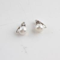 Freshwater Pearl Earring Clip, with 925 Sterling Silver, fashion jewelry & for woman, white, 9mm 
