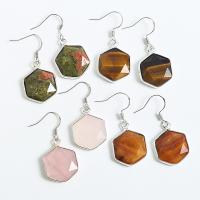 Gemstone Drop Earring, Impression Jasper, with Brass, plated & for woman 