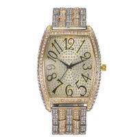 Uhrenarbänder für Frauen, Zinklegierung, mit Glas, chinesische Bewegung, Quadrat, plattiert, mit Strass, keine, 42x220x10mm, verkauft von PC