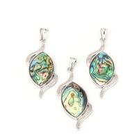 Abalone Shell Pendants, with Zinc Alloy, silver color plated, Unisex, multi-colored 