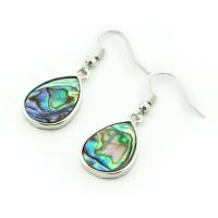 Abalone Shell Earring, with Zinc Alloy, Teardrop, silver color plated, for woman, multi-colored 