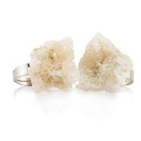 Natural Quartz Druzy Finger Ring, Clear Quartz, with Brass, plated, Adjustable & druzy style & Unisex Inner Approx 19mm 