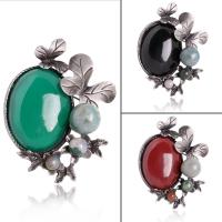 Zinc Alloy Jewelry Brooch, with Synthetic Agate & Resin, antique silver color plated, Unisex 