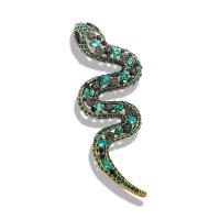 Rhinestone Zinc Alloy Brooch, Snake, gold color plated, Unisex & with rhinestone, mixed colors 