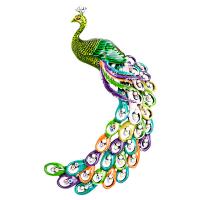 Rhinestone Zinc Alloy Brooch, Peacock, silver color plated, for woman & enamel & with rhinestone, mixed colors 