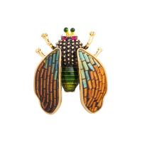 Rhinestone Zinc Alloy Brooch, with Rhinestone, Insect, gold color plated, for woman & enamel 