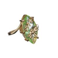 Cubic Zircon Brass Finger Ring, with Cubic Zirconia, Horse Eye, gold color plated & for woman & faceted, apple green 