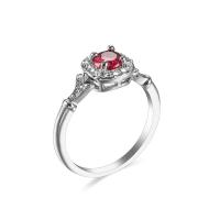 Cubic Zircon Brass Finger Ring, with Cubic Zirconia, platinum plated & for woman & faceted, red 