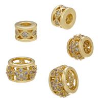 Large Hole Brass Beads, Round, plated, DIY  & micro pave cubic zirconia 