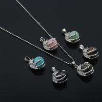 Gemstone Necklaces, with Zinc Alloy, Claw, silver color plated & Unisex .7 Inch 