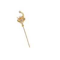Brass Stick Pin, plated, DIY & micro pave cubic zirconia 