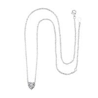 Brass Cubic Zirconia Necklace, with 2 extender chain, Heart, plated, for woman & with cubic zirconia .7 Inch 