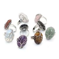 Gemstone Zinc Alloy Finger Ring, with Gemstone, silver color plated, tree of life design & Unisex, 27*20mm 