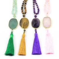 Fashion Fringe Necklace, Gemstone & for woman, 38*28mm Approx 30 Inch 