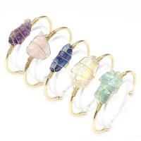 Zinc Alloy Cuff Bangle, with Gemstone, gold color plated & Unisex, 30*22mm-35*26m, Inner Approx 60mm 