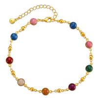 Enamel Brass Bracelets, with Resin, with 1.97inch extender chain, 18K gold plated, fashion jewelry & for woman Approx 6.7 Inch 