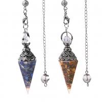 Brass Pendulum, with Natural Gravel, Conical & Unisex Approx 9.45 Inch 