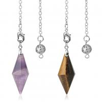 Brass Pendulum, with Gemstone, platinum color plated, fashion jewelry & Unisex Approx 7.09 Inch 
