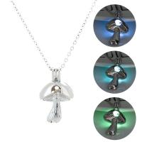 Luminated Necklace, Zinc Alloy, with Night-Light Stone, with 5cm extender chain, mushroom, platinum color plated, fashion jewelry & adjustable & for woman cm 