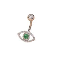 Stainless Steel Belly Ring, 304 Stainless Steel, with Brass, Horse Eye, platinum color plated, fashion jewelry & evil eye pattern & micro pave cubic zirconia & for woman, platinum color 