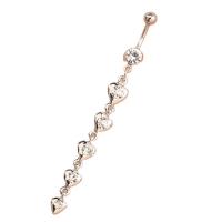 Stainless Steel Belly Ring, 304 Stainless Steel, Heart, Vacuum Ion Plating, fashion jewelry & for woman & with rhinestone 
