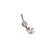 Stainless Steel Belly Ring, 304 Stainless Steel, Flat Round, fashion jewelry & for woman & with rhinestone, platinum color 