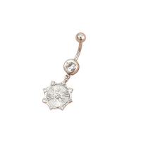 Stainless Steel Belly Ring, 304 Stainless Steel, fashion jewelry & for woman & with rhinestone, platinum color 