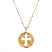 Zinc Alloy Necklace, Cross, KC gold color plated, fashion jewelry & Unisex & hollow, golden Approx 45 cm 