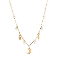 Rhinestone Zinc Alloy Necklace, with Glass Rhinestone, Moon and Star, gold color plated, fashion jewelry & for woman, golden cm 