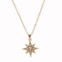 Rhinestone Zinc Alloy Necklace, with 5cm extender chain, Eight Point Star, KC gold color plated, fashion jewelry & adjustable & for woman & with rhinestone, golden cm 
