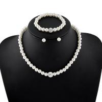 Plastic Pearl Jewelry Set, bracelet & earring & necklace, fashion jewelry & for woman, white, 450mm 