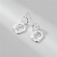 Sterling Silver Drop Earring, 925 Sterling Silver, platinum plated, fashion jewelry & for woman, original color 