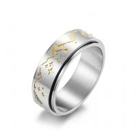 316L Stainless Steel Finger Ring, polished, rotatable & for man & with rhinestone, 8mm, US Ring 
