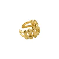 metal Anillo de dedo Cuff, chapado en color dorado, Ajustable & para mujer & hueco, 17mm, Vendido por UD