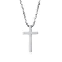 Stainless Steel Jewelry Necklace, 304 Stainless Steel, Cross, Vacuum Ion Plating, fashion jewelry & Unisex Approx 21.65 Inch 