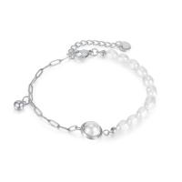 Cultured Freshwater Pearl Bracelets, 304 Stainless Steel, with Freshwater Pearl, with 1.57inch extender chain, Vacuum Ion Plating, fashion jewelry & for woman Approx 6.3 Inch 