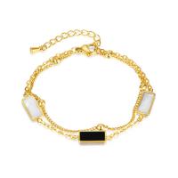 Stainless Steel Charm Bracelet, 304 Stainless Steel, with Shell, with 1.57inch extender chain, Vacuum Ion Plating, fashion jewelry & for woman, golden Approx 6.3 Inch 