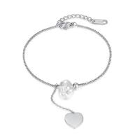 Stainless Steel Charm Bracelet, 304 Stainless Steel, with Freshwater Pearl, with 1.57inch extender chain, Heart, fashion jewelry & for woman Approx 7.09 Inch 