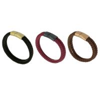 Bracelets de cuir de vachette, Acier inoxydable 304, avec vachette cordon, bijoux de mode & unisexe, plus de couleurs à choisir, 29*14mm,12mm Environ 8.5 pouce, Vendu par PC