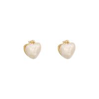 Enamel Zinc Alloy Stud Earring, Heart, high quality plated, fashion jewelry & for woman, golden 