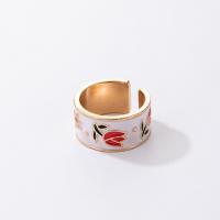 Anillo de dedo de aleación de Zinc de esmalte, chapado en color dorado, Joyería & para mujer, dorado, Vendido por UD