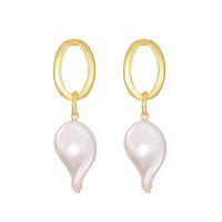 Freshwater Pearl Drop Earring, Zinc Alloy, with Freshwater Pearl, gold color plated, fashion jewelry & for woman, white, 60mm 