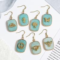 ​Amazonite​ Drop Earring, with Brass, Rectangle, gold color plated & for woman, light blue 