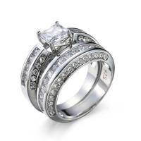 Кубическое цирконовое латунное кольцо, Латунь, с кубический цирконий, покрытый платиной, разный размер для выбора & Женский, Много цветов для выбора продается PC