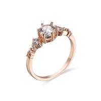 Кубическое цирконовое латунное кольцо, Латунь, с кубический цирконий, плакирован золотом, разный размер для выбора & Женский & граненый, очистить, продается PC