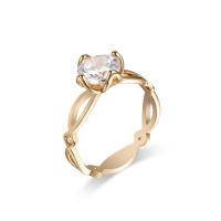 Cubic Zircon Brass Finger Ring, with Cubic Zirconia, gold color plated & for woman & faceted, clear 