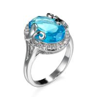 Кубическое цирконовое латунное кольцо, Латунь, с кубический цирконий, Овальная форма, покрытый платиной, разный размер для выбора & Женский & граненый, Много цветов для выбора, продается PC